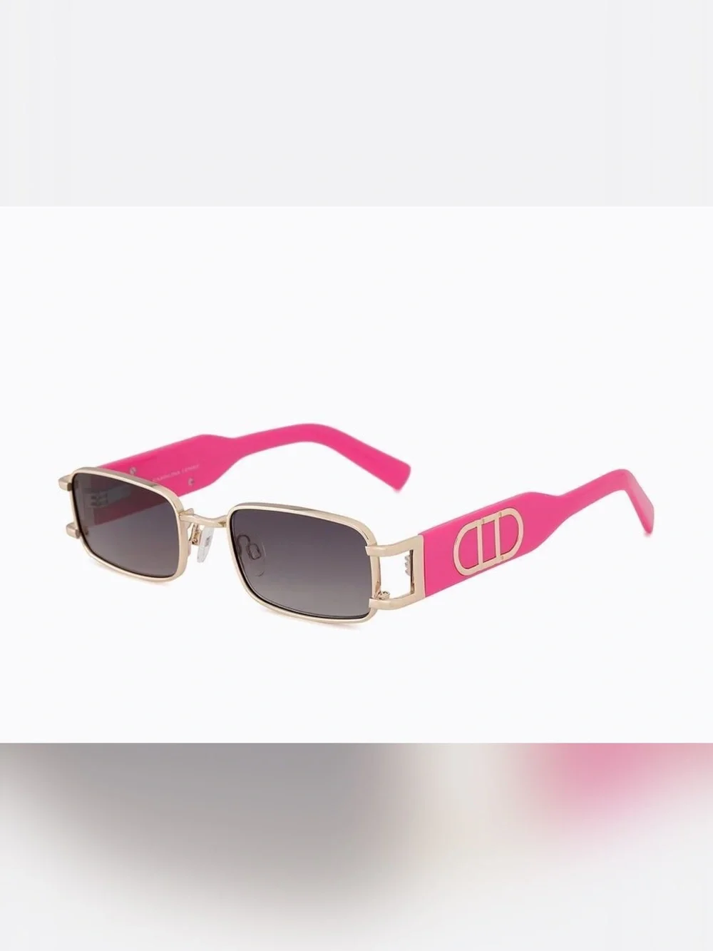 New in box Carolina Lemke Hot Pink Sunglasses with Gold Accents